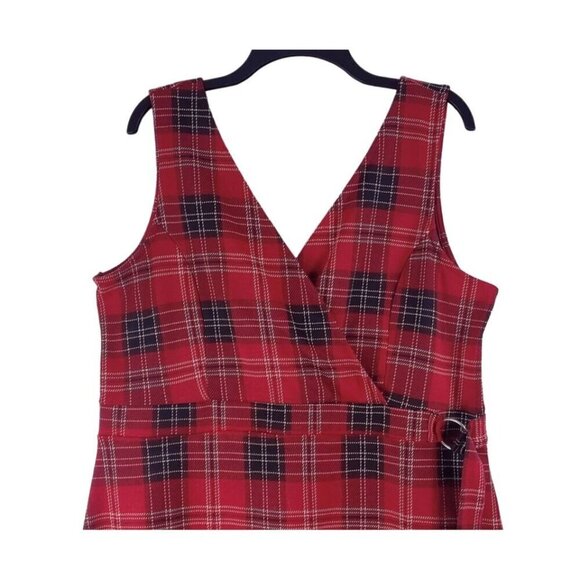 Plaid Jumper Dress by Airzona Jean Co Red Black White High Waist Scottish Knit - Picture 4 of 11